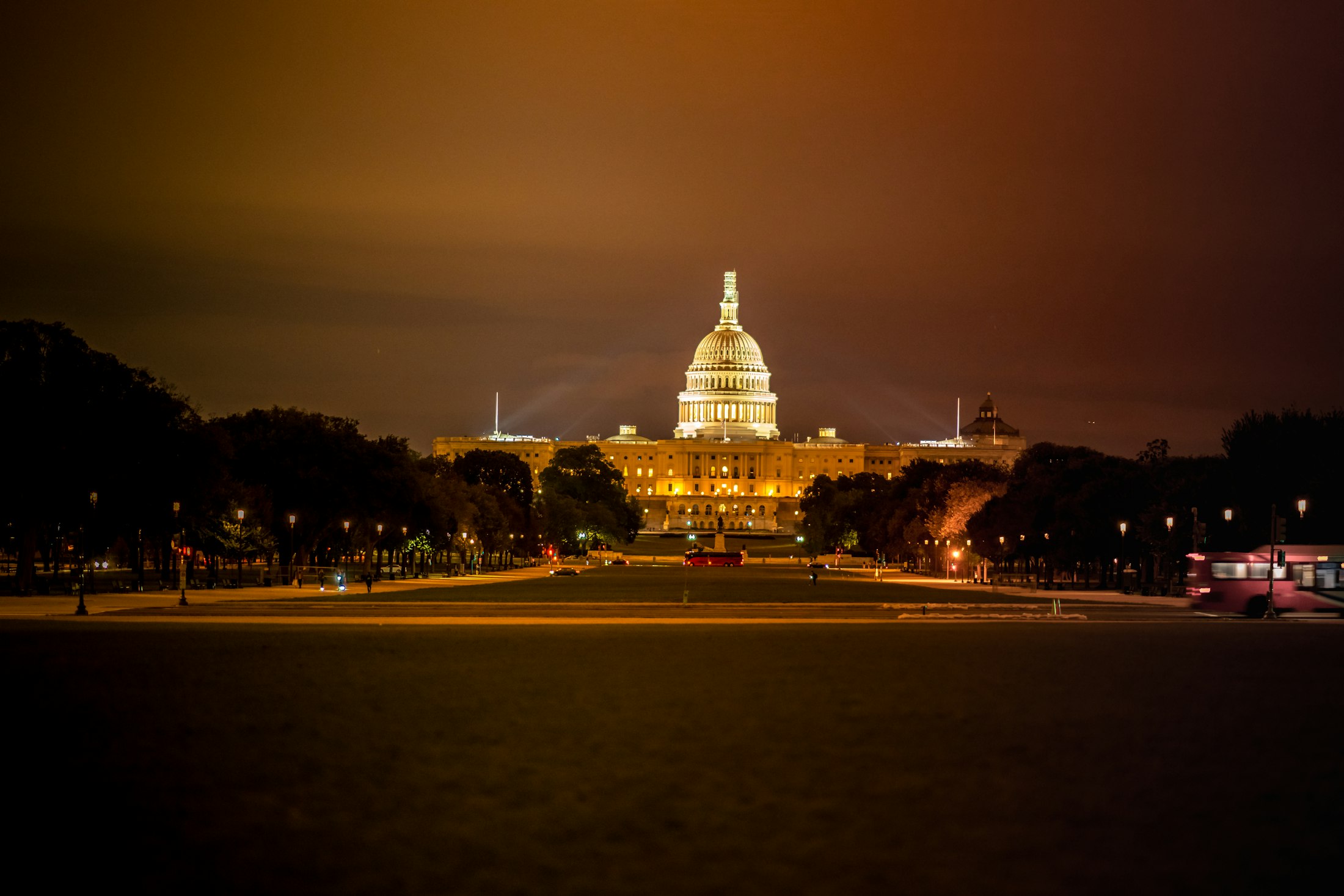 The U.S. Capitol illuminated at night, Washington D.C.